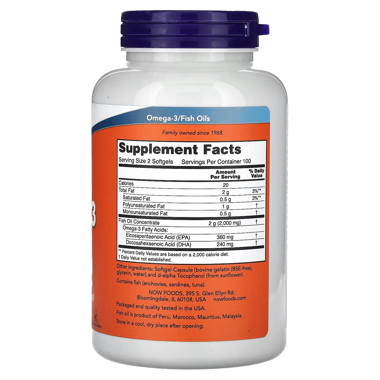 NOW Sports Fish Oil 1000mg - Omega-3 EPA/DHA 200 Softgels