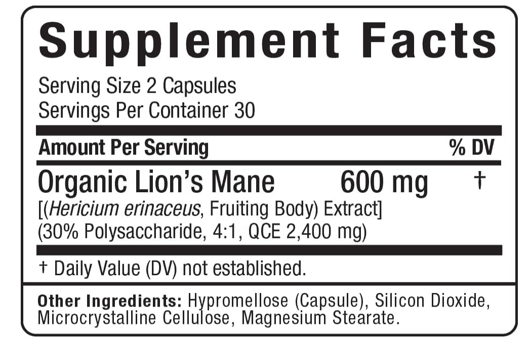 Lion's Mane Mushroom Extract 1500mg - Cognitive Focus Formula