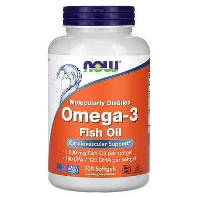 NOW Sports Fish Oil 1000mg - Omega-3 EPA/DHA 200 Softgels
