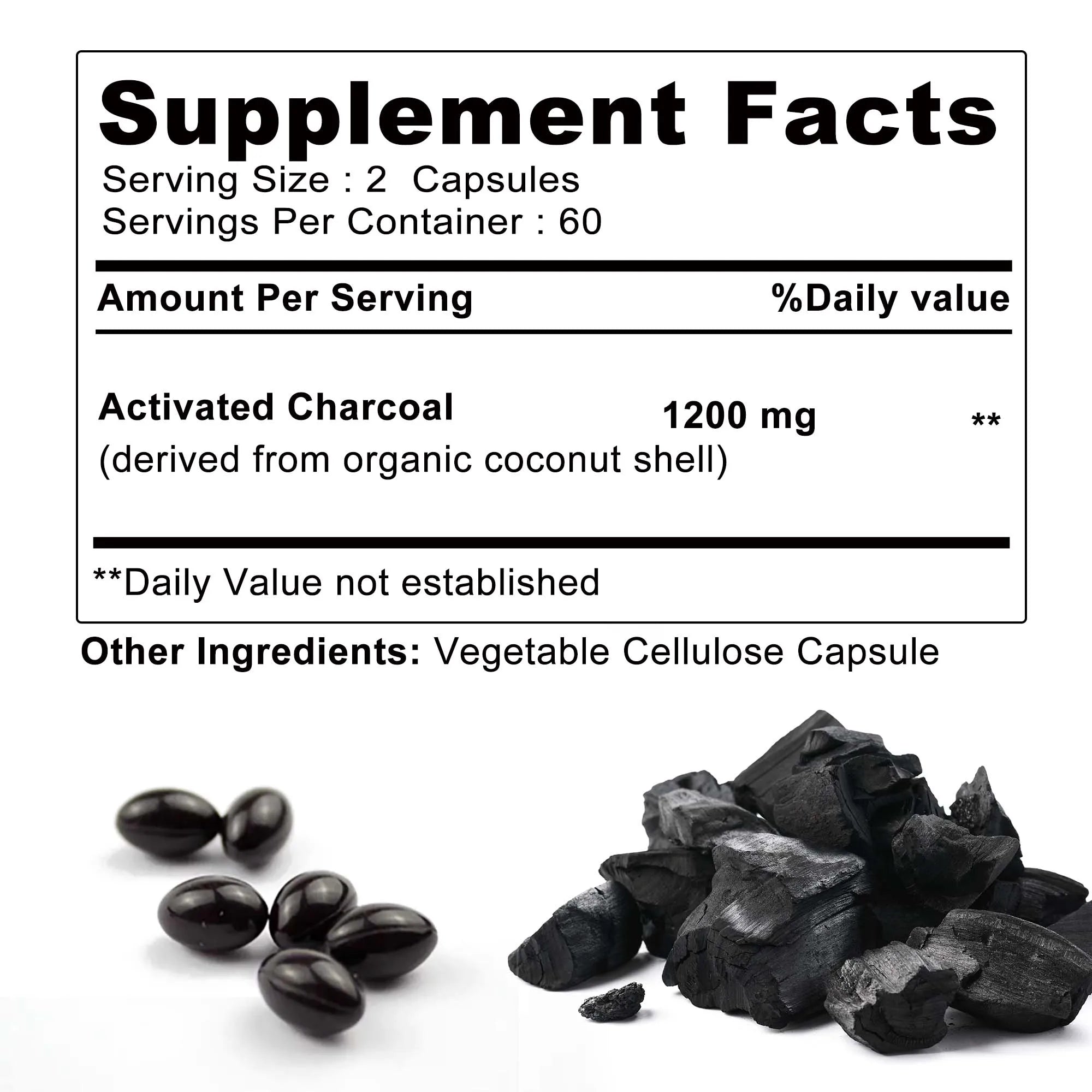 Activated Charcoal Capsules — Detox, Bloating & Digestive Support