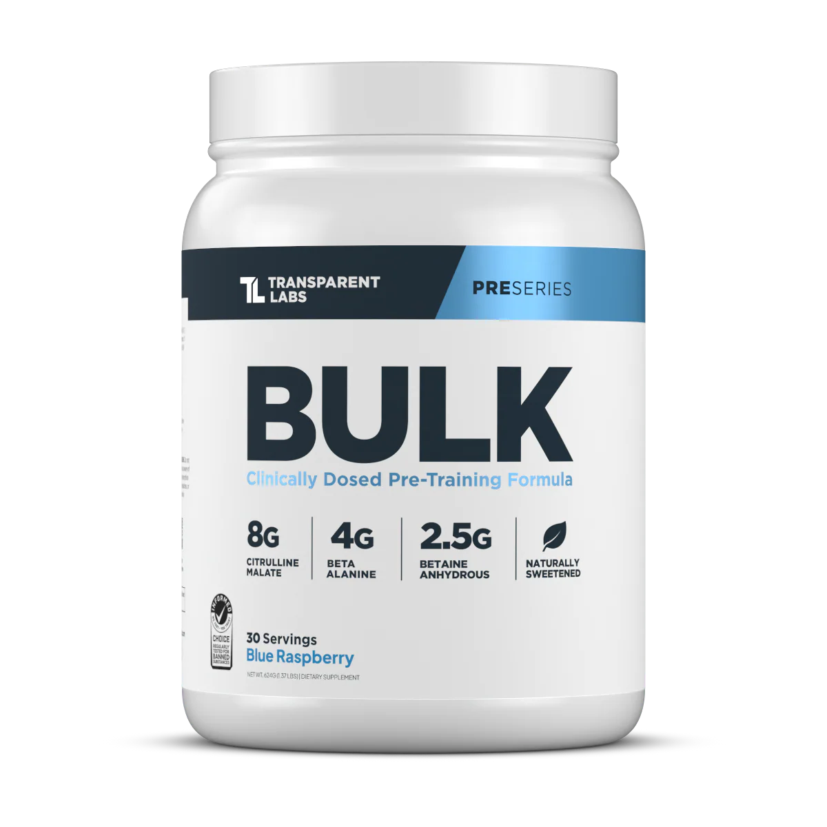 Transparent Labs BULK Pre-Workout - Blue Raspberry 30 Servings